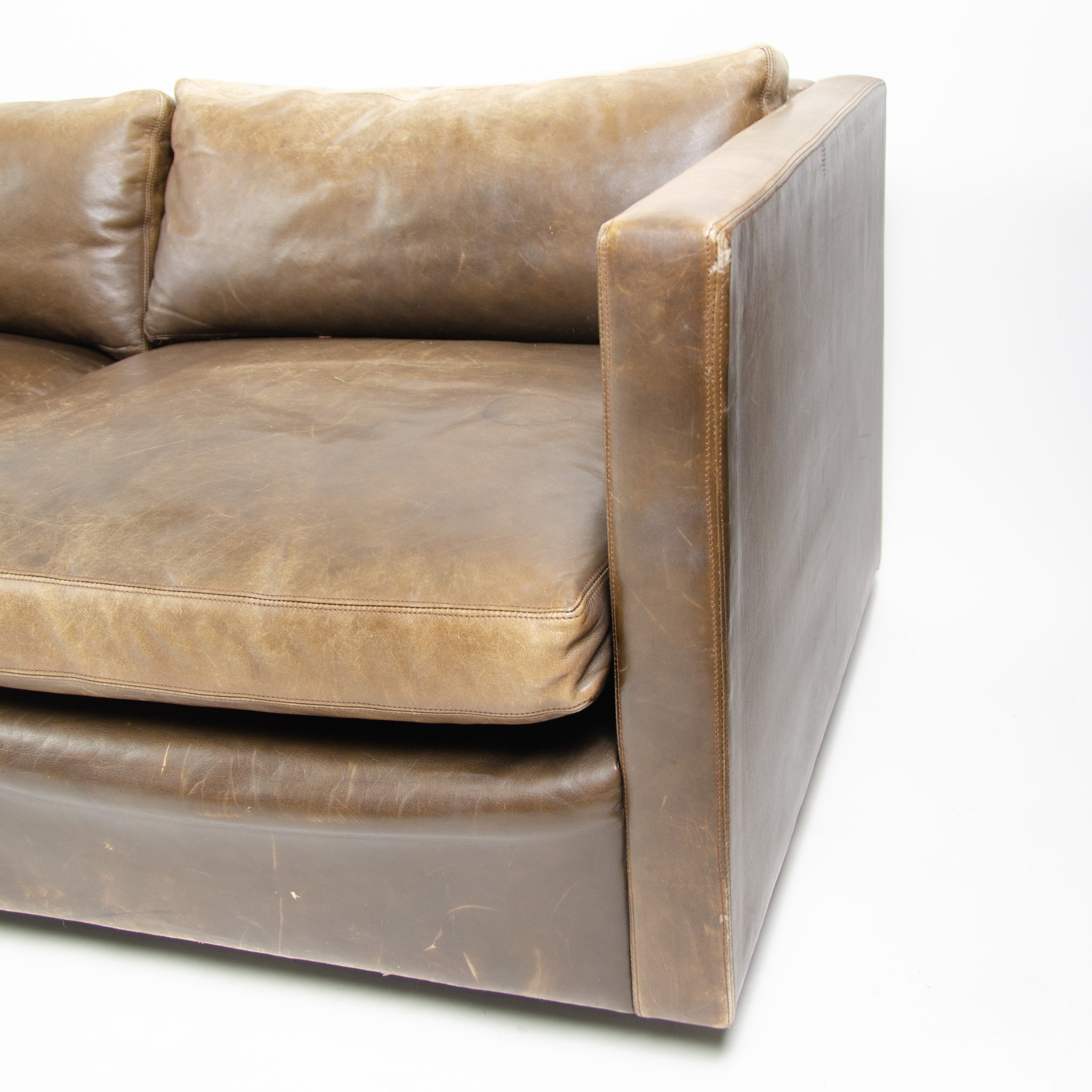 SOLD 1978 Knoll Charles Pfister Brown Leather Sofa