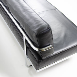 SOLD 2010 Cassina Italy Le Corbusier LC5 Three Seater Sofa Daybed Black Leather 1x Available