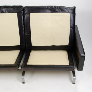 SOLD 1960's Poul Kjaerholm PK31 3 Seater Sofa E Kold Christensen Fritz Hansen Black Leather