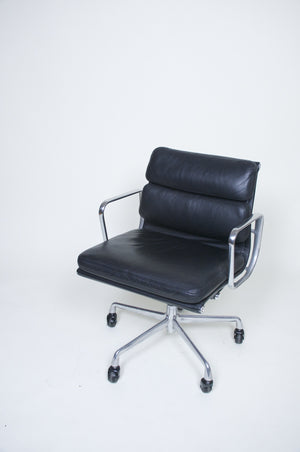 SOLD Eames Herman Miller Soft Pad Aluminum Group Chair Black Leather Mint Groups Available