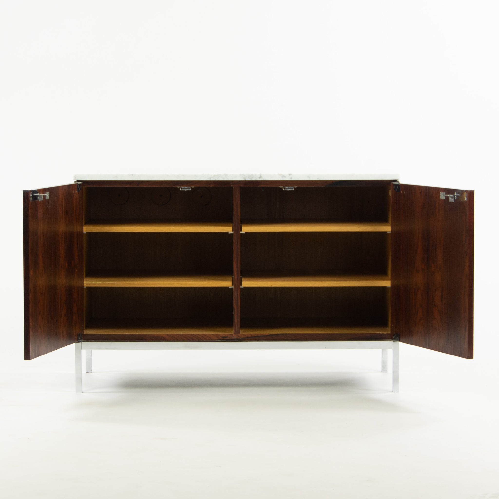 SOLD Florence Knoll Vintage Rosewood and Marble Credenza Cabinet Sideboard Finished Back