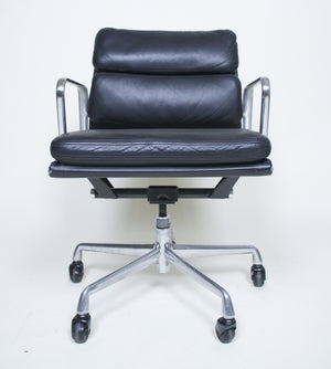 SOLD Eames Herman Miller Soft Pad Aluminum Group Chair Black Leather Mint Groups Available