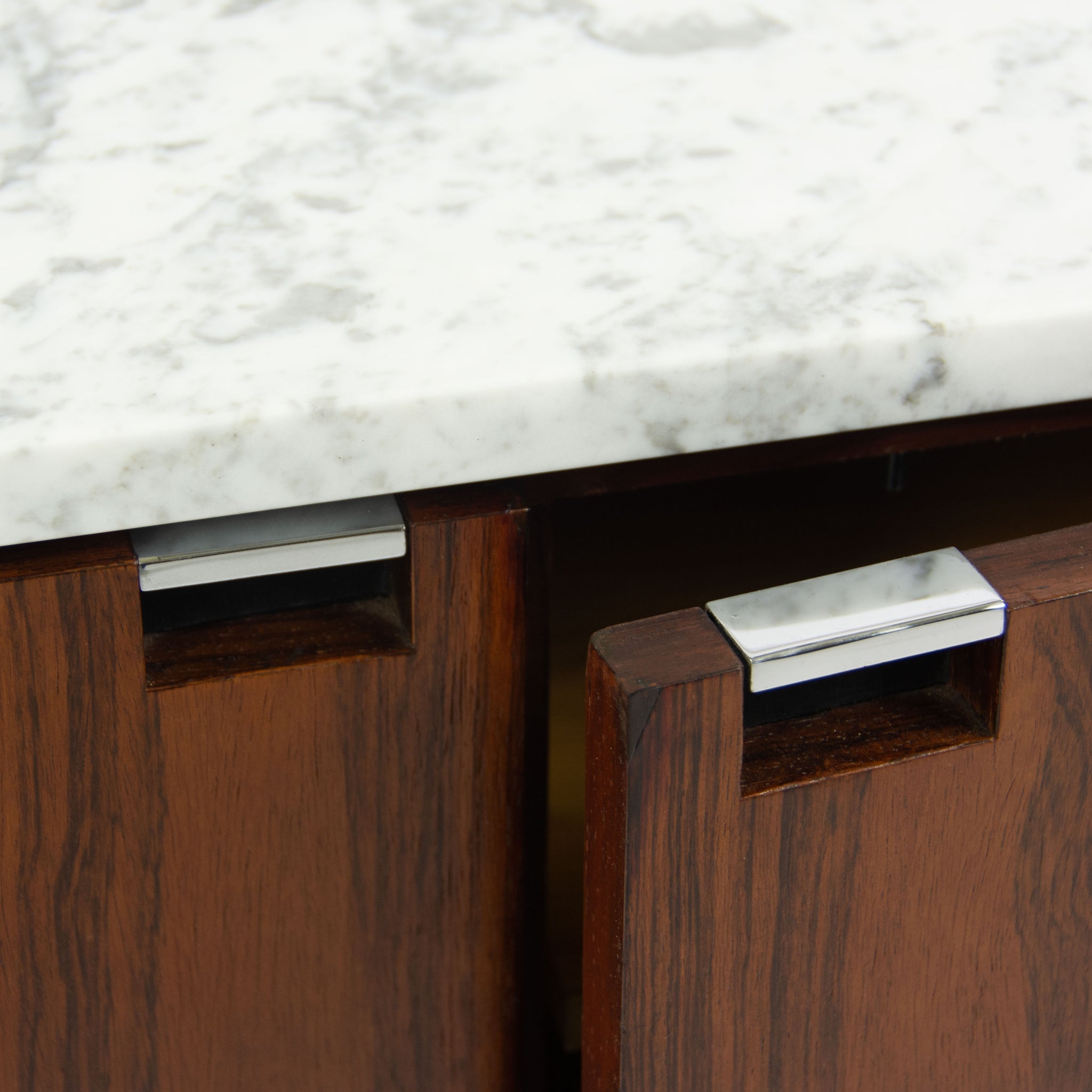 SOLD Florence Knoll Vintage Rosewood and Marble Credenza Cabinet Sideboard Finished Back