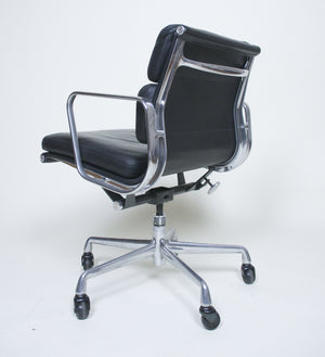 SOLD Eames Herman Miller Soft Pad Aluminum Group Chair Black Leather Mint Groups Available