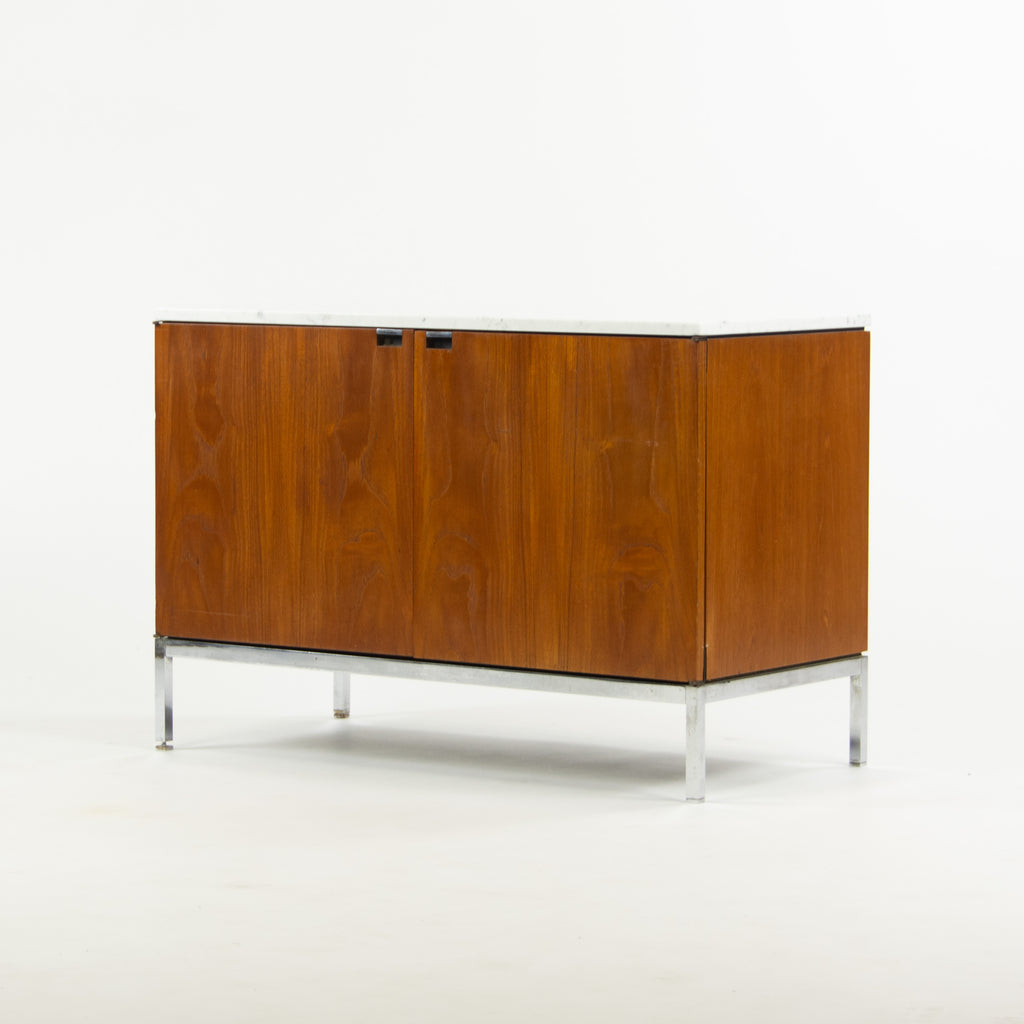 SOLD Florence Knoll Vintage Walnut and Marble Credenza Cabinet Sideboard Finished Back