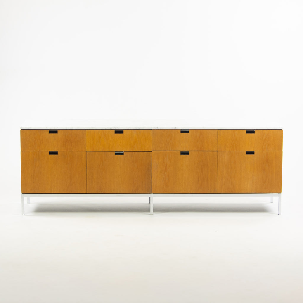 SOLD Florence Knoll Vintage Oak and Marble Credenza Cabinet Sideboard Finished Back