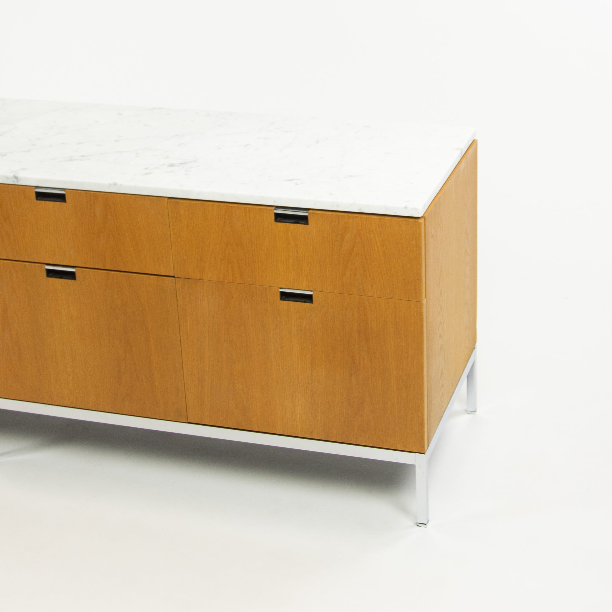 SOLD Florence Knoll Vintage Oak and Marble Credenza Cabinet Sideboard Finished Back