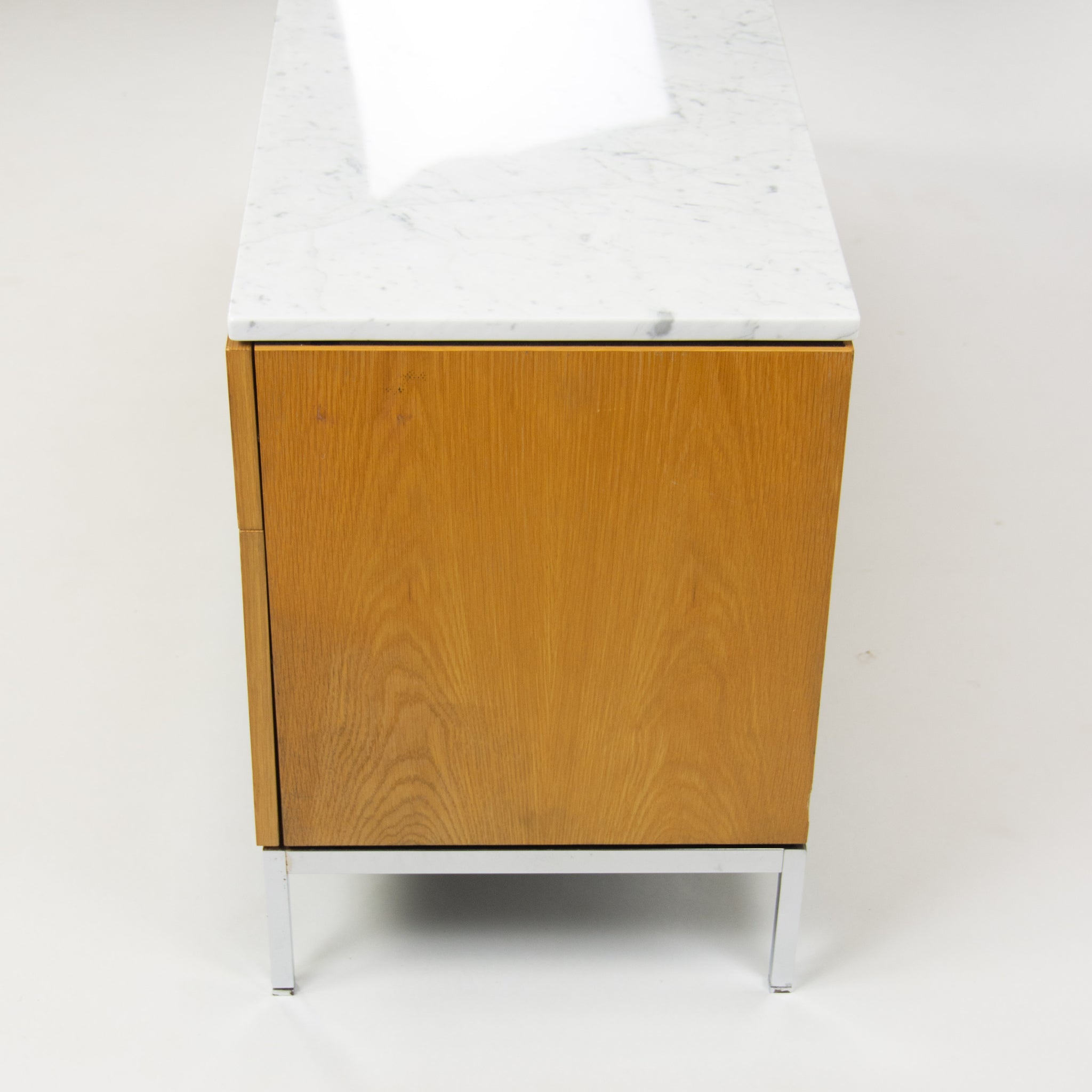 SOLD Florence Knoll Vintage Oak and Marble Credenza Cabinet Sideboard Finished Back