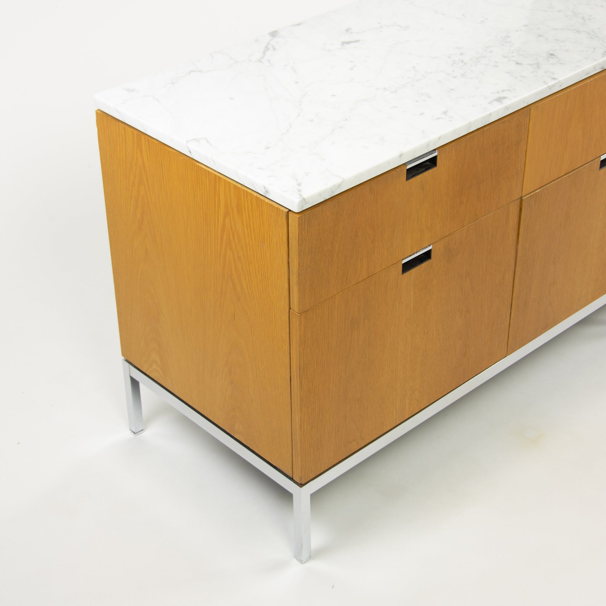 SOLD Florence Knoll Vintage Oak and Marble Credenza Cabinet Sideboard Finished Back