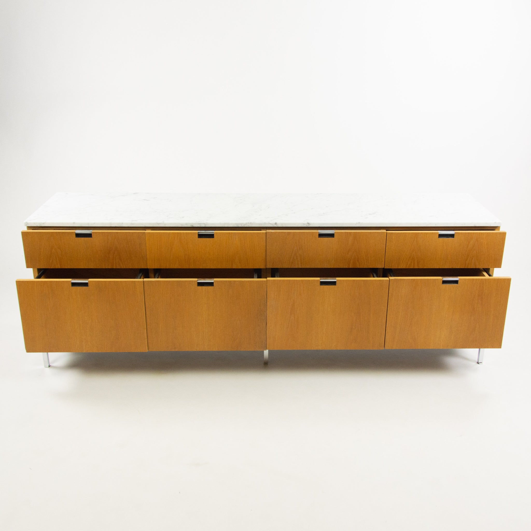 SOLD Florence Knoll Vintage Oak and Marble Credenza Cabinet Sideboard Finished Back