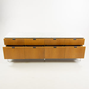 SOLD Florence Knoll Vintage Oak and Marble Credenza Cabinet Sideboard Finished Back