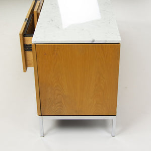 SOLD Florence Knoll Vintage Oak and Marble Credenza Cabinet Sideboard Finished Back
