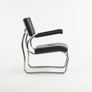1990s Pair of Sant'elia Arm Chairs by Giuseppe Terragni for Zanotta Leather & Stainless
