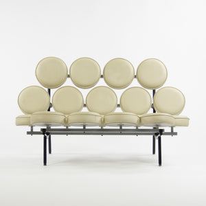 SOLD 2000's Original George Nelson Herman Miller Marshmallow Sofa Tan / Creme Leather