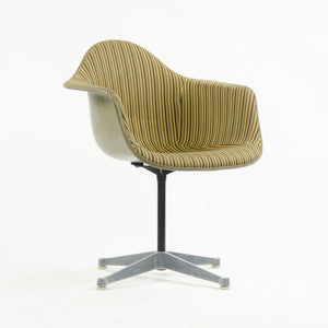 SOLD Early Eames Herman Miller PAC-1 Armshell Chair w Alexander Girard Stripe Fabric