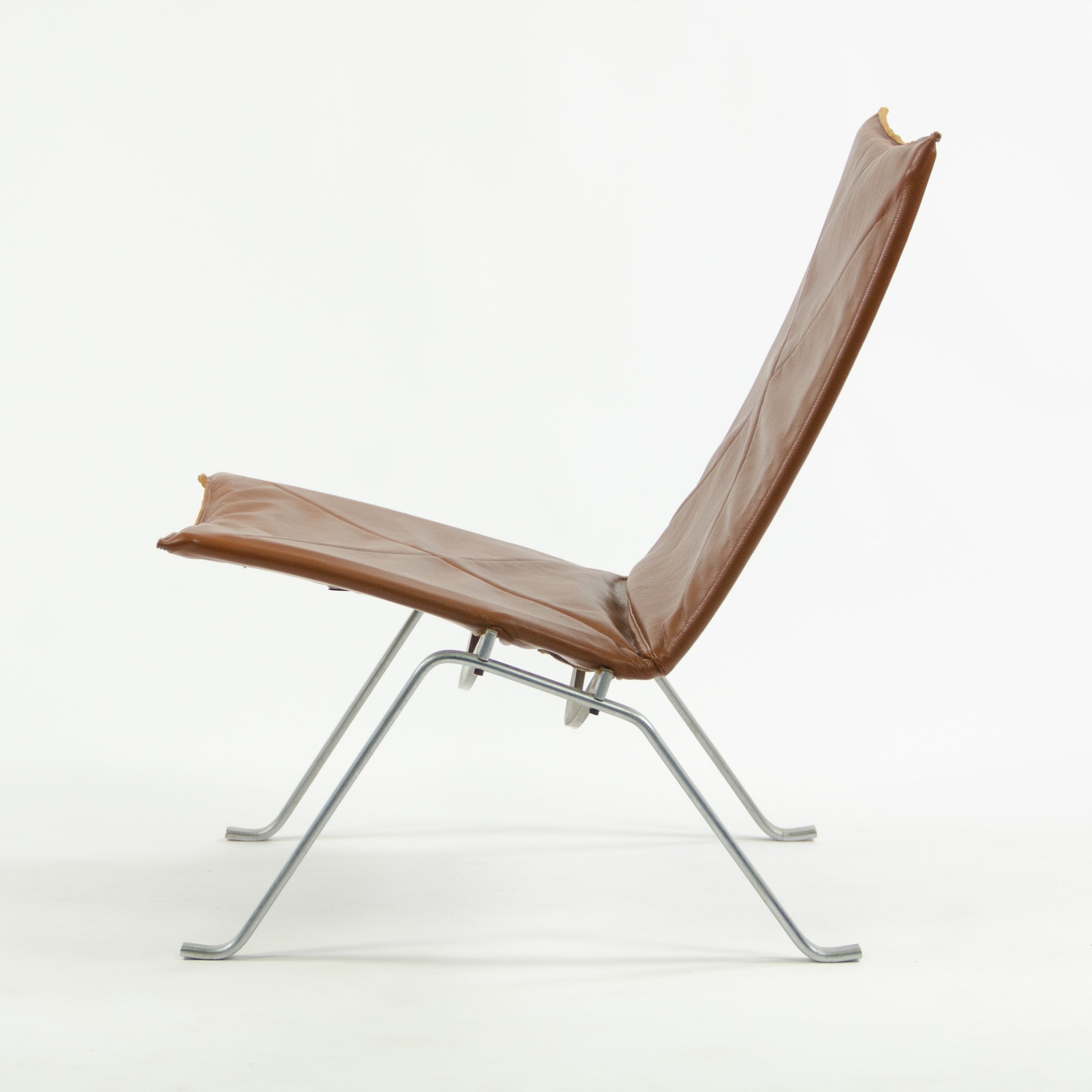 SOLD 1960's E. Kold Christensen Poul Kjaerholm PK22 Lounge Chair Leather Upholstery Fritz Hansen