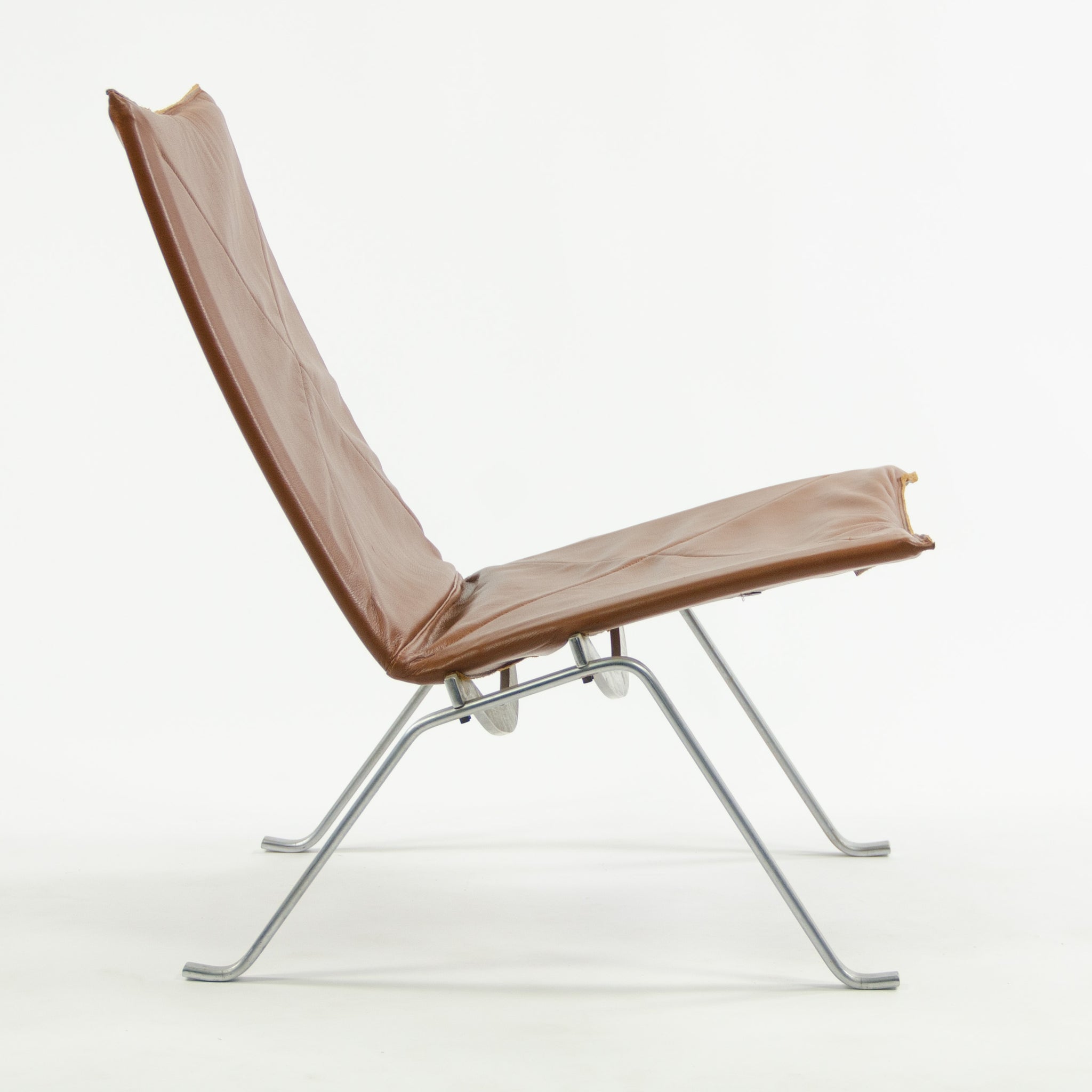 SOLD 1960's E. Kold Christensen Poul Kjaerholm PK22 Lounge Chair Leather Upholstery Fritz Hansen