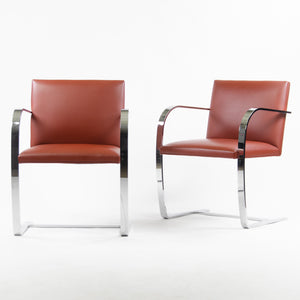 SOLD Knoll Mies Van Der Rohe Brno Chairs Red/Rust Leather 3x Avail 2006 MINT