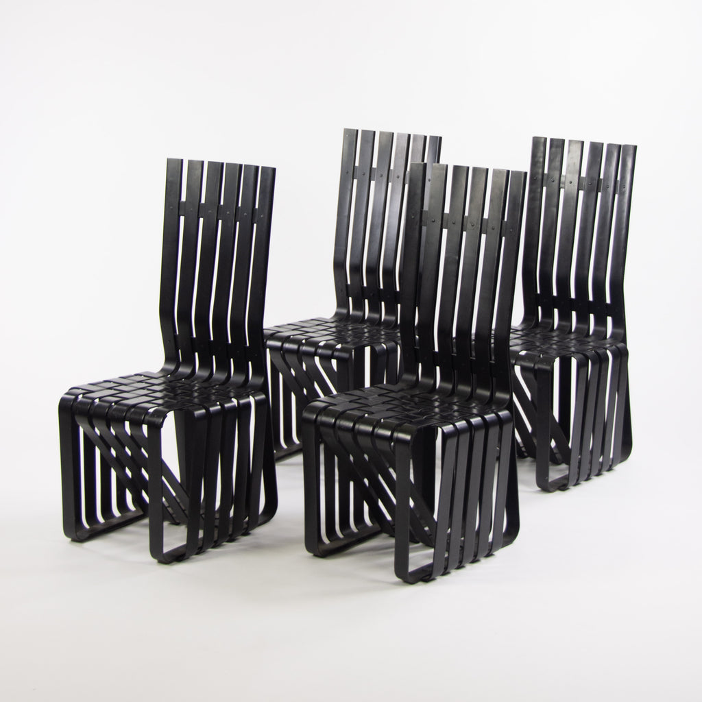 1990s Set of Four Frank Gehry for Knoll High Sticking Dining Side Chairs Maple