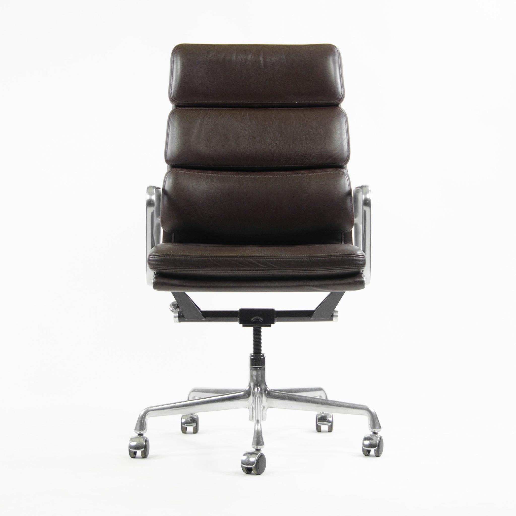 SOLD Herman Miller Eames Soft Pad Aluminum Group High Back Chair 2013 Brown Leather