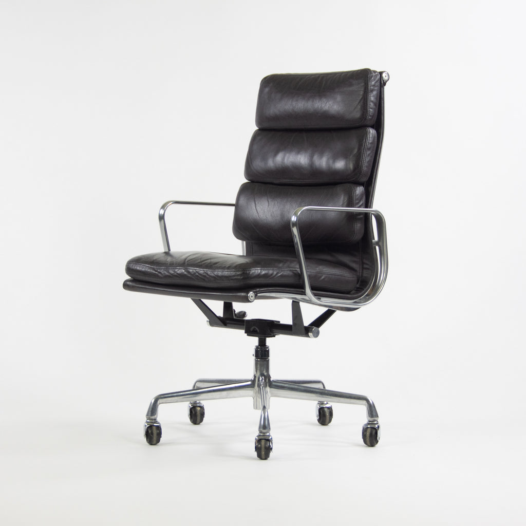 SOLD 1996 Vintage Black Eames Herman Miller High Back Soft Pad Aluminum Group Chair