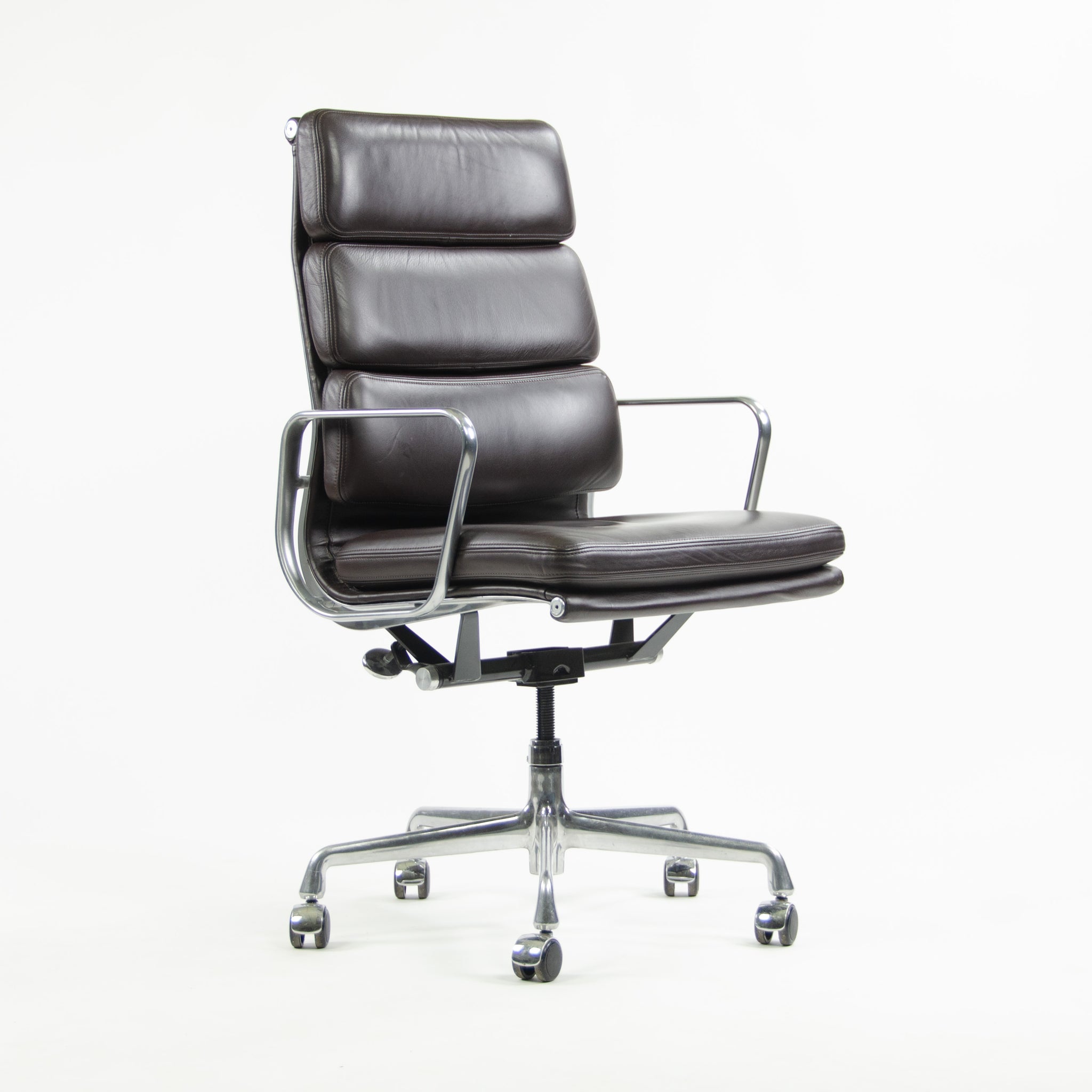 SOLD Herman Miller Eames Soft Pad Aluminum Group High Back Chair 2013 Brown Leather