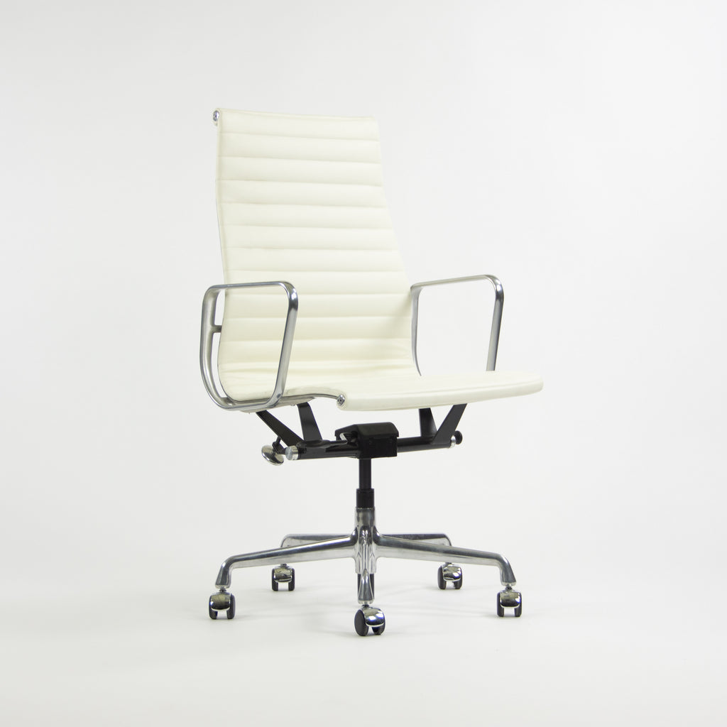 SOLD Herman Miller Eames 2010's Leather High Executive Aluminum Group Desk Chair White