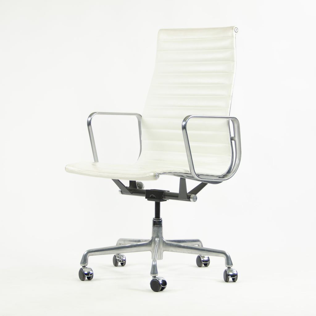 SOLD Herman Miller 2007 Eames Leather High Executive Aluminum Group Desk Chair White