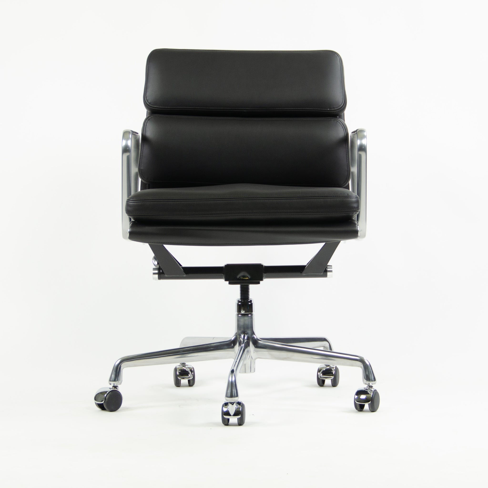 SOLD Brand New 2017 Eames Herman Miller Low Soft Pad Aluminum Desk Chair Black Leather