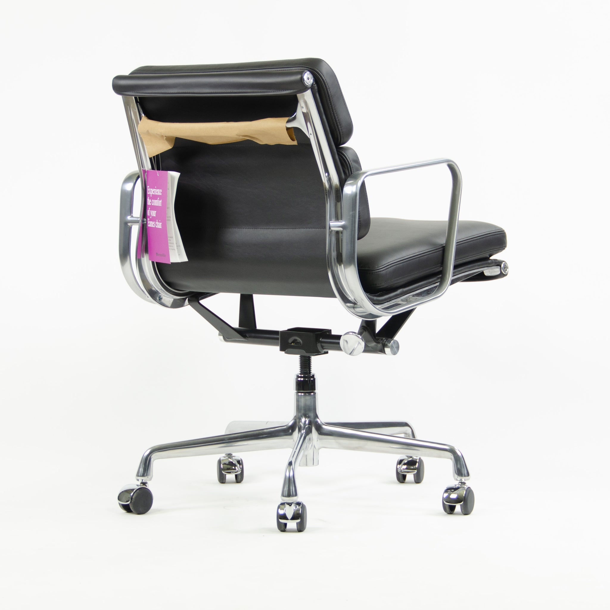 SOLD Brand New 2017 Eames Herman Miller Low Soft Pad Aluminum Desk Chair Black Leather