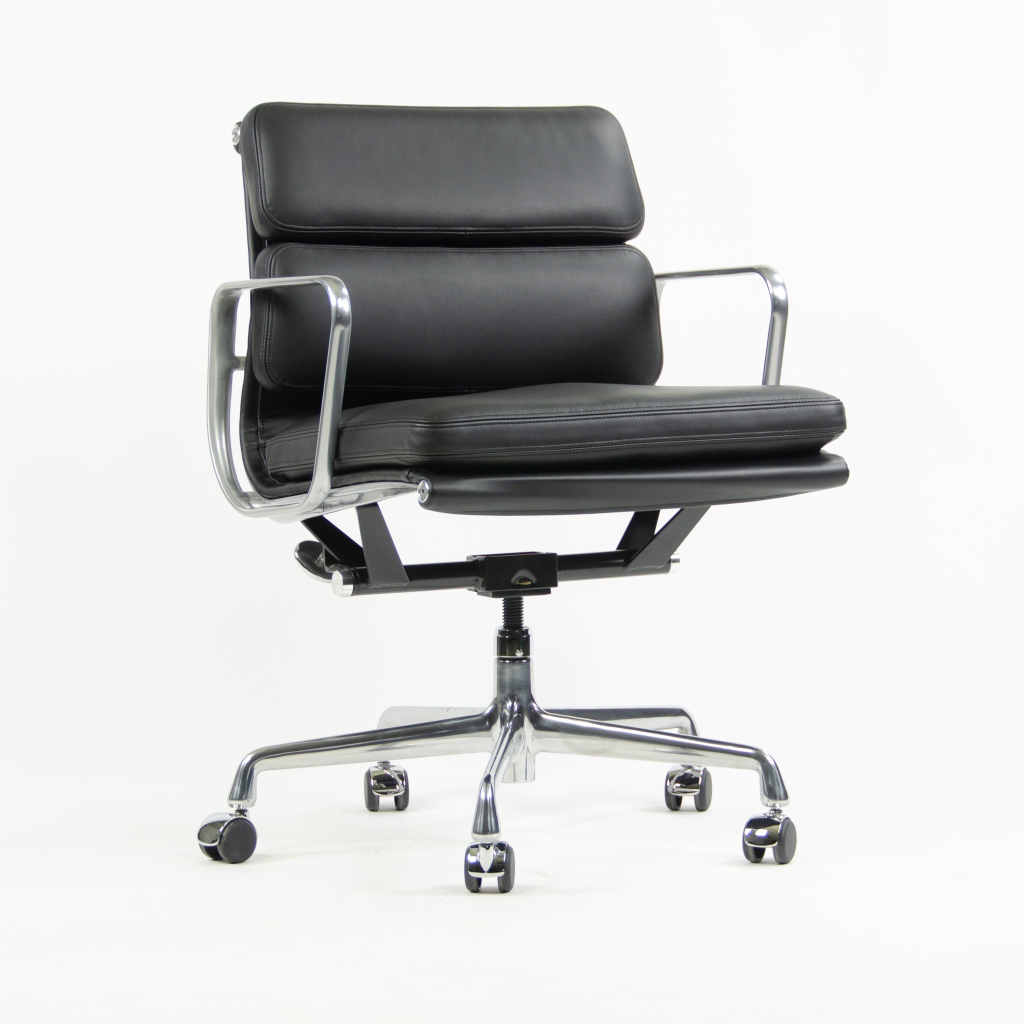 SOLD Brand New 2017 Eames Herman Miller Low Soft Pad Aluminum Desk Chair Black Leather