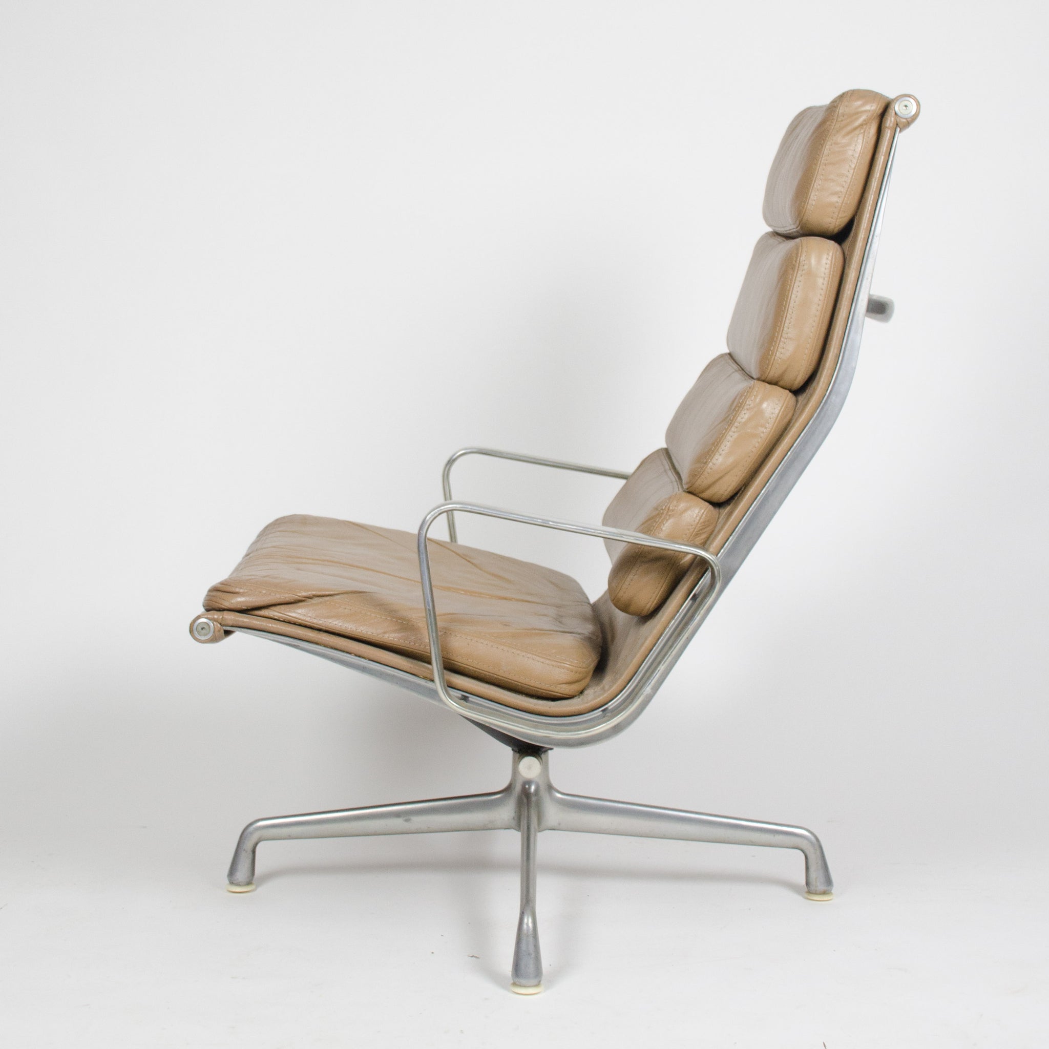 SOLD Herman Miller Eames Soft Pad Lounge Chair with Ottoman Tan 1970's