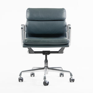 SOLD Herman Miller Eames Soft Pad Low Back Aluminum Group Chair Blue Leather 2000's