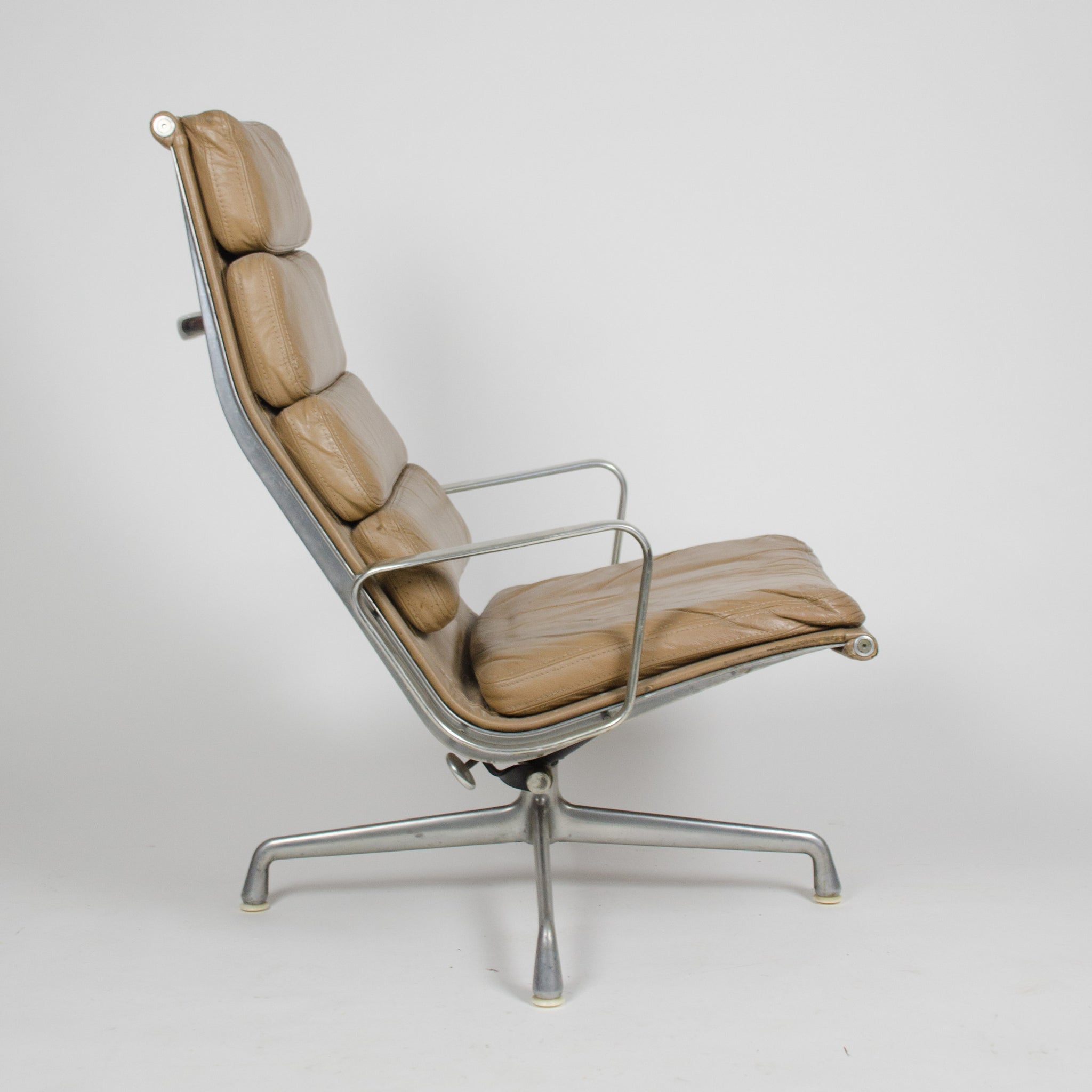 SOLD Herman Miller Eames Soft Pad Lounge Chair with Ottoman Tan 1970's