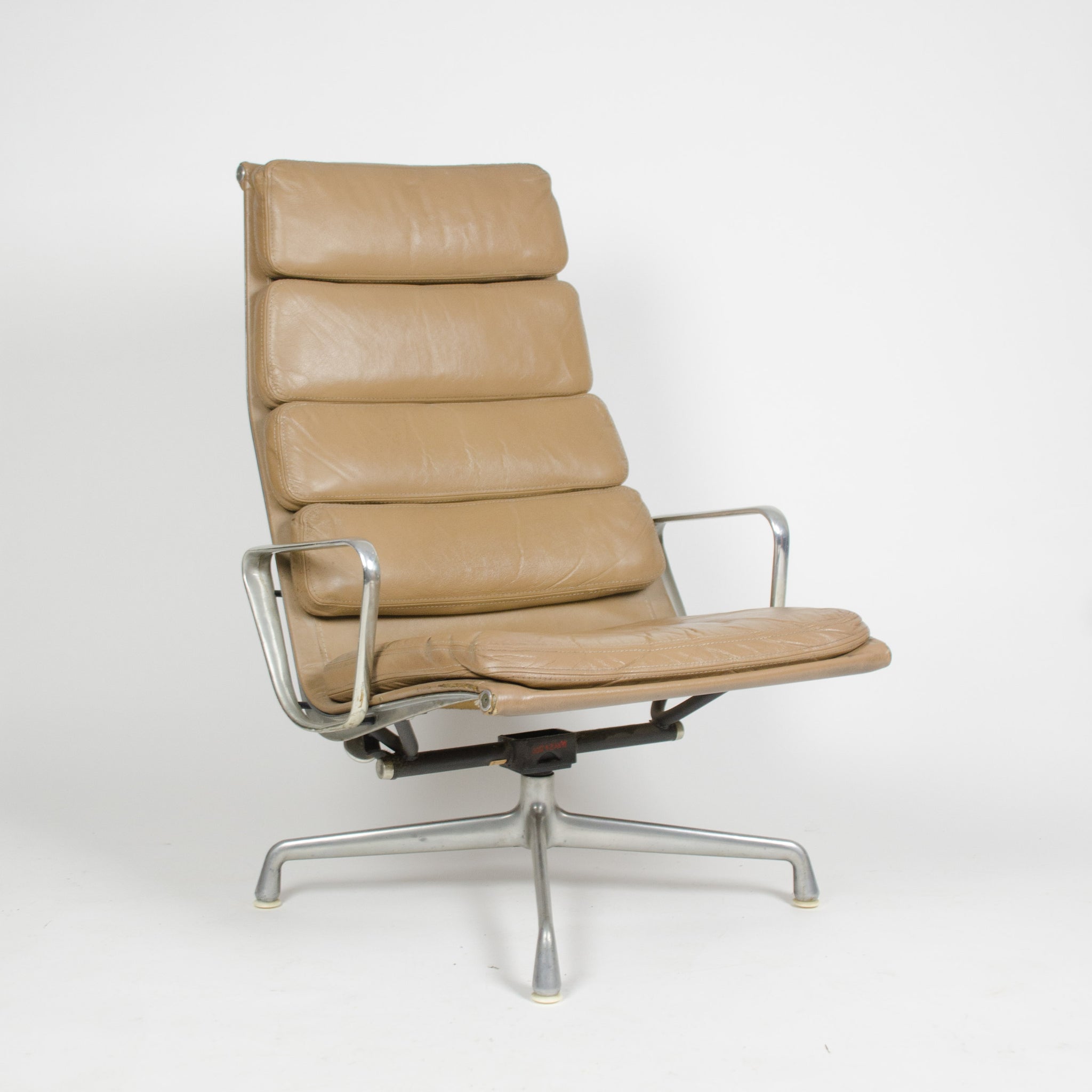 SOLD Herman Miller Eames Soft Pad Lounge Chair with Ottoman Tan 1970's