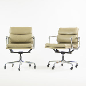 SOLD Herman Miller Eames Soft Pad Aluminum Group Chair Tan Leather 2000's 2x Available