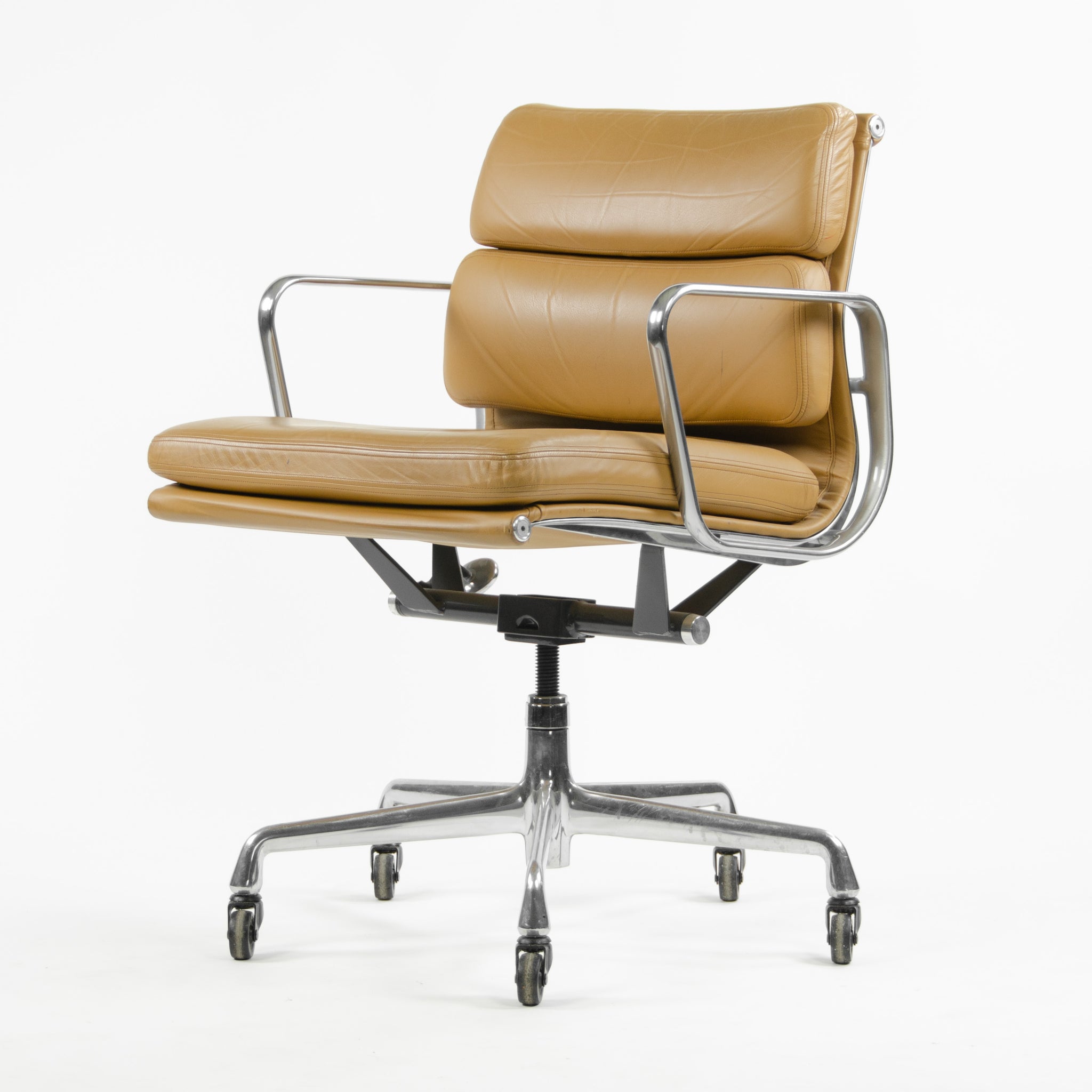 SOLD Herman Miller Eames Soft Pad Aluminum Group Chair Cognac Leather 2006