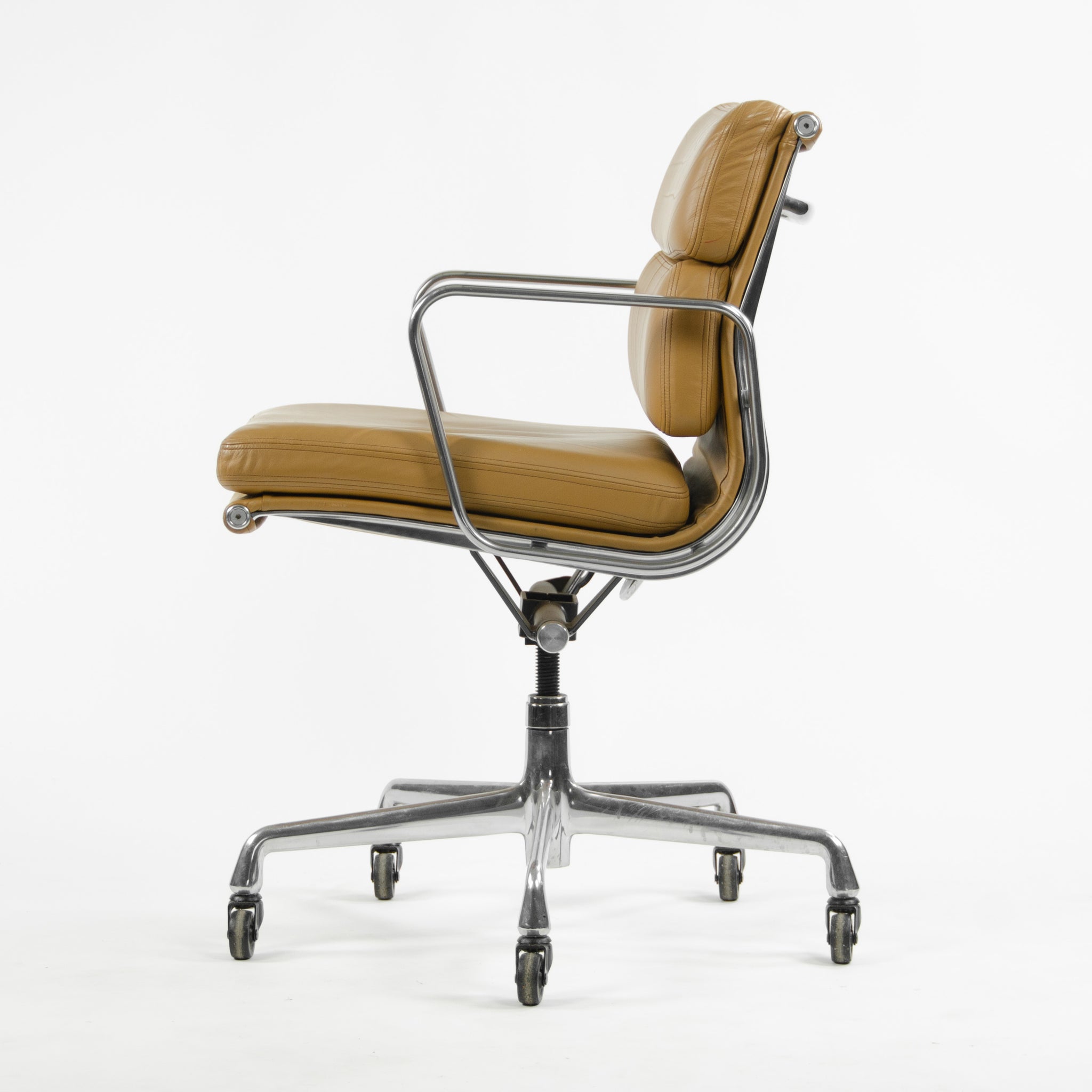 SOLD Herman Miller Eames Soft Pad Aluminum Group Chair Cognac Leather 2006