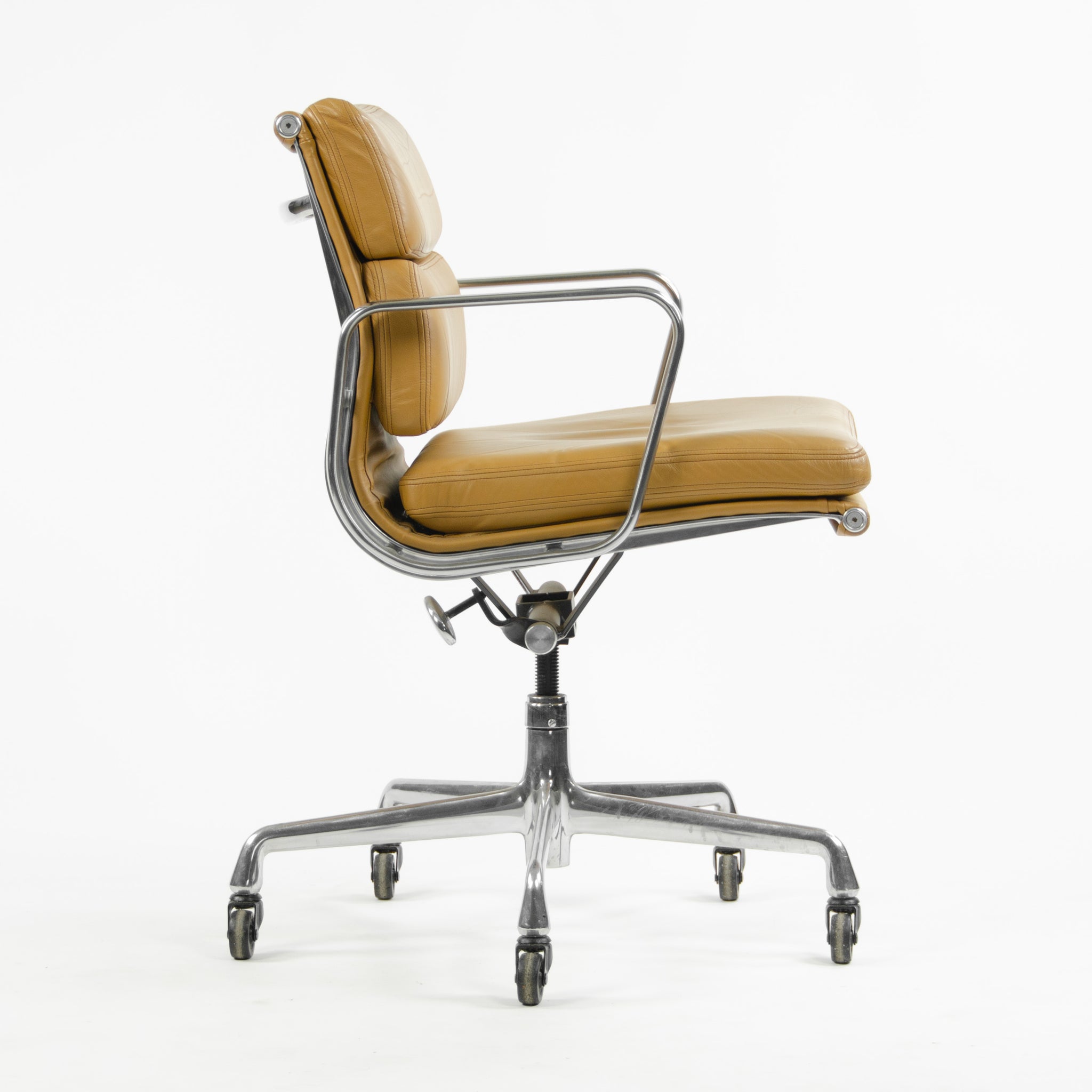 SOLD Herman Miller Eames Soft Pad Aluminum Group Chair Cognac Leather 2006