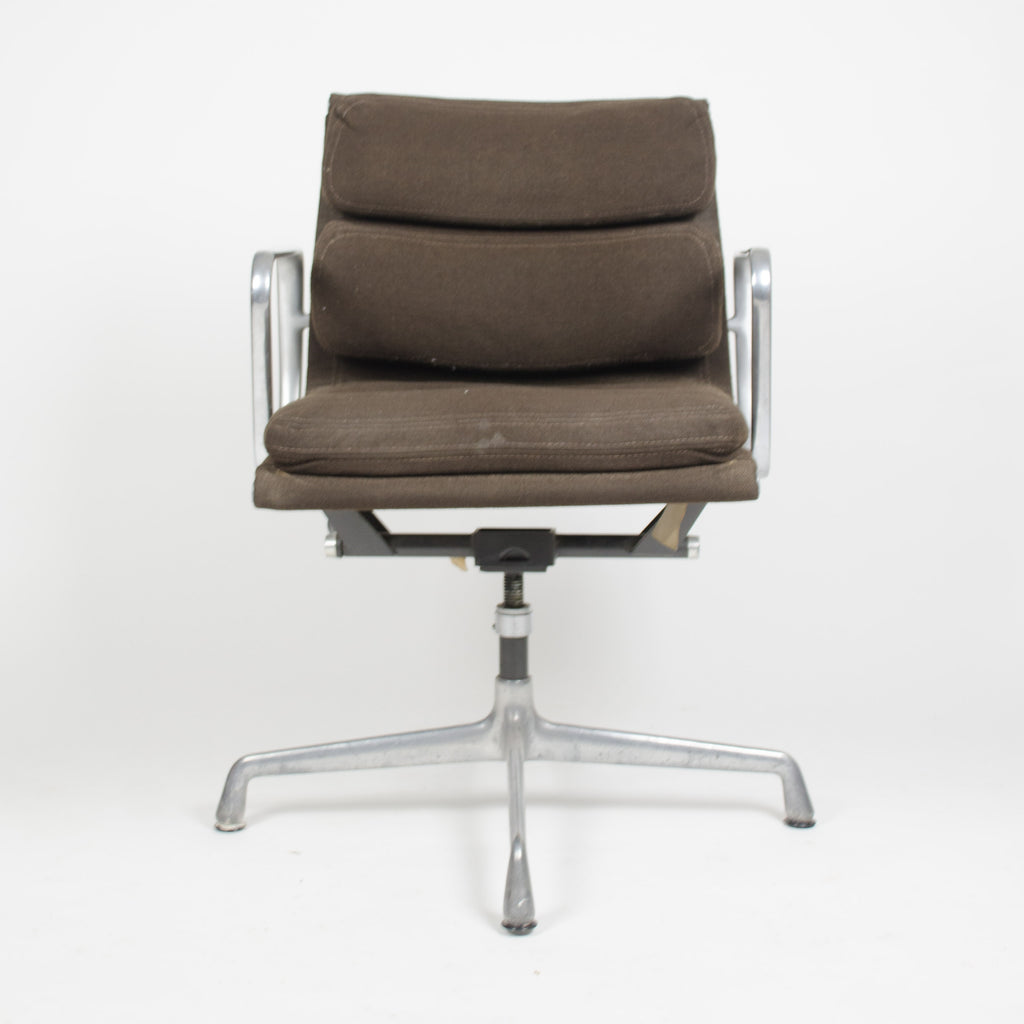 SOLD Eames Herman Miller Soft Pad Aluminum Group Desk Chair Brown Hopsack 1975