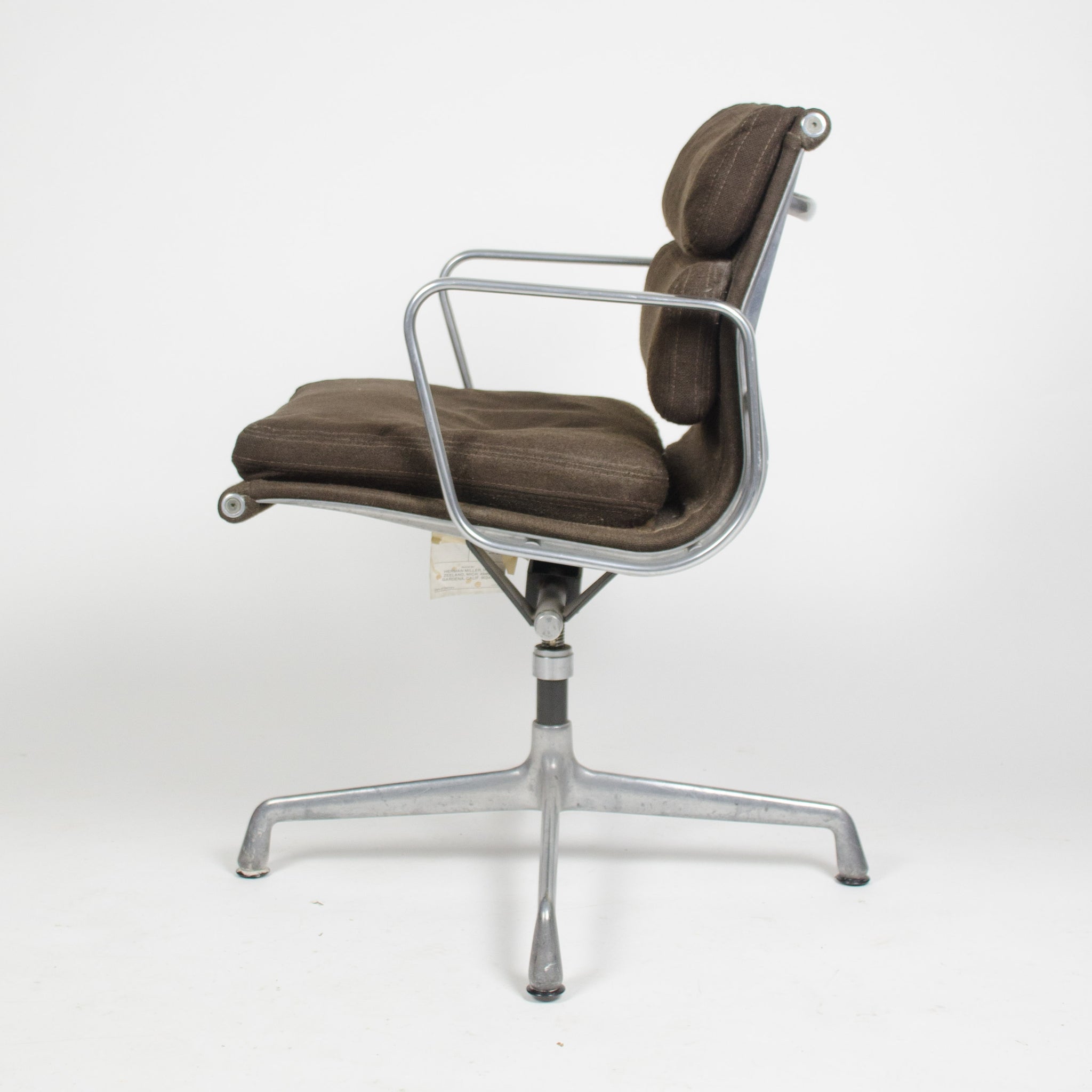 SOLD Eames Herman Miller Soft Pad Aluminum Group Desk Chair Brown Hopsack 1975