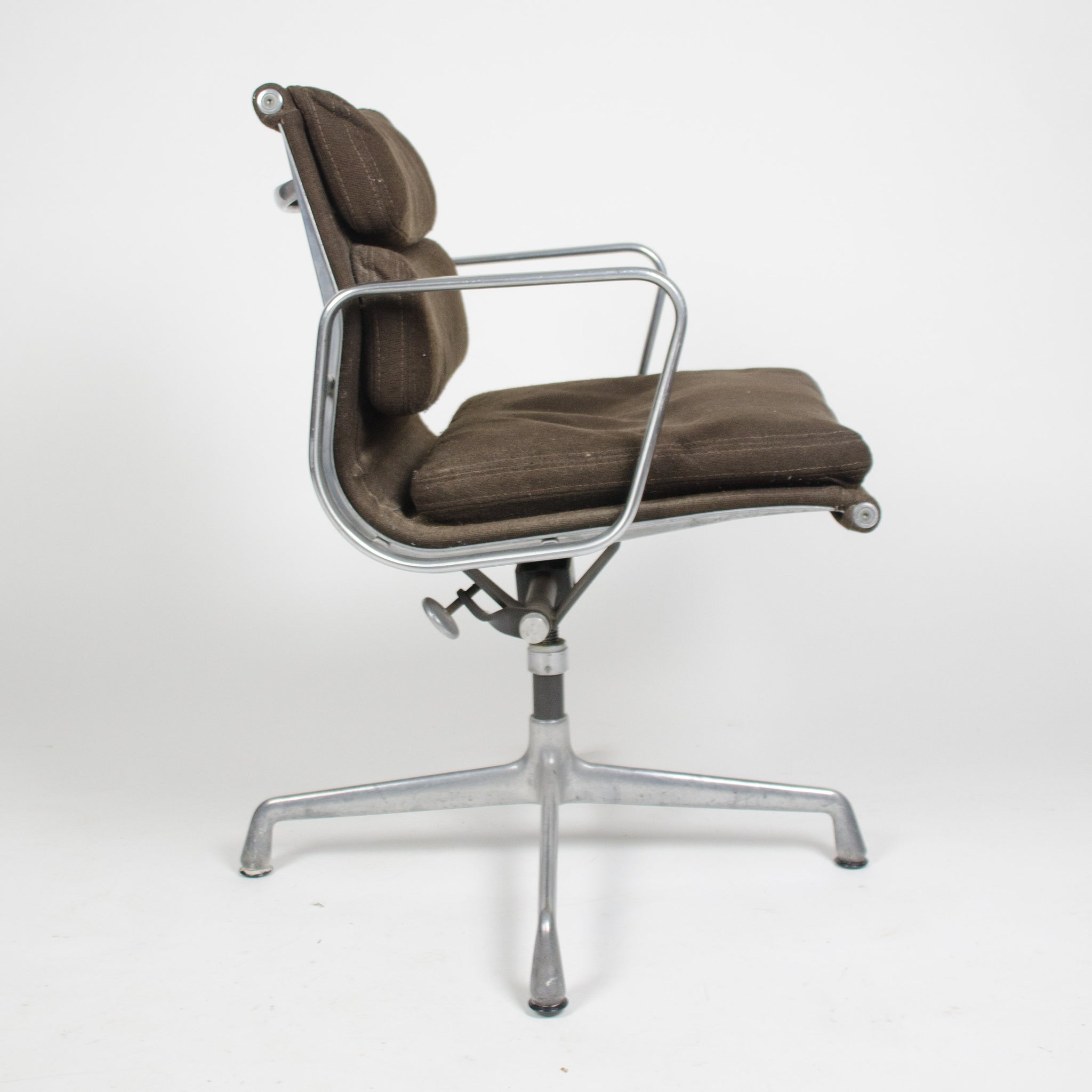 SOLD Eames Herman Miller Soft Pad Aluminum Group Desk Chair Brown Hopsack 1975