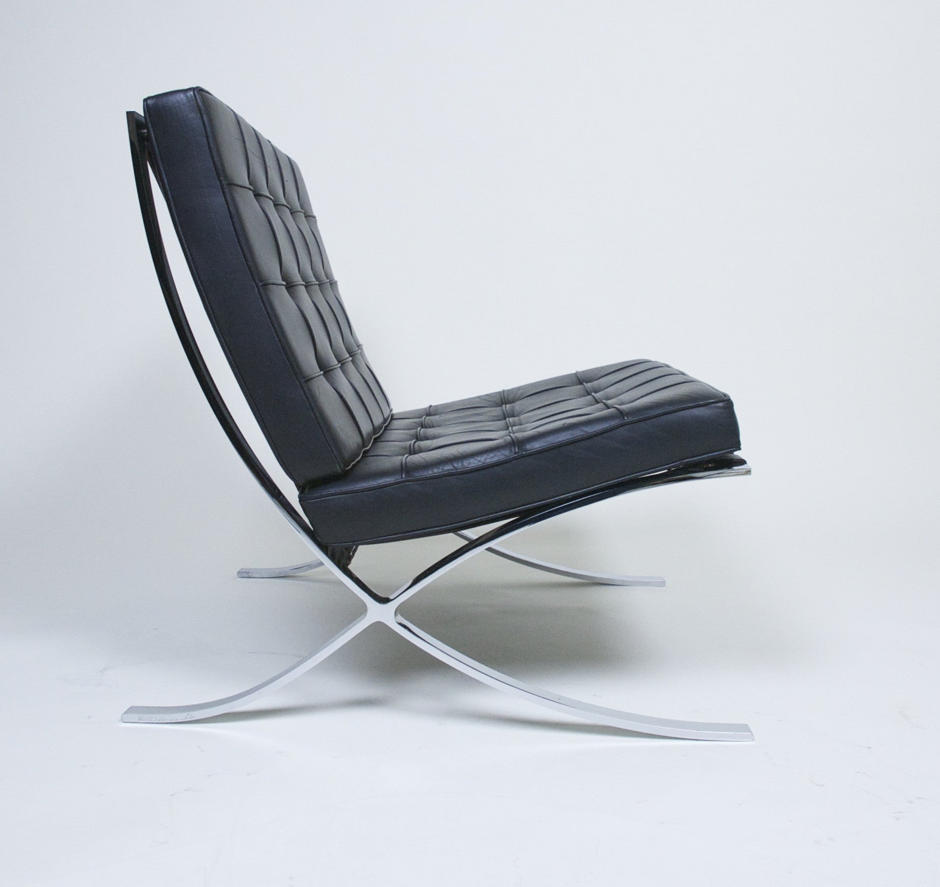 SOLD Knoll Barcelona Chair Mies Van Der Rohe Black Leather #1