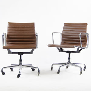 SOLD Herman Miller Eames Aluminum Group Low Back Chair Brown Leather 2009 2x Available