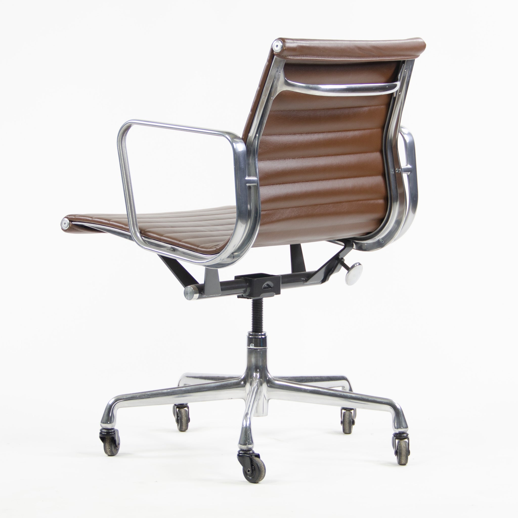 SOLD Herman Miller Eames Aluminum Group Low Back Chair Brown Leather 2009 2x Available