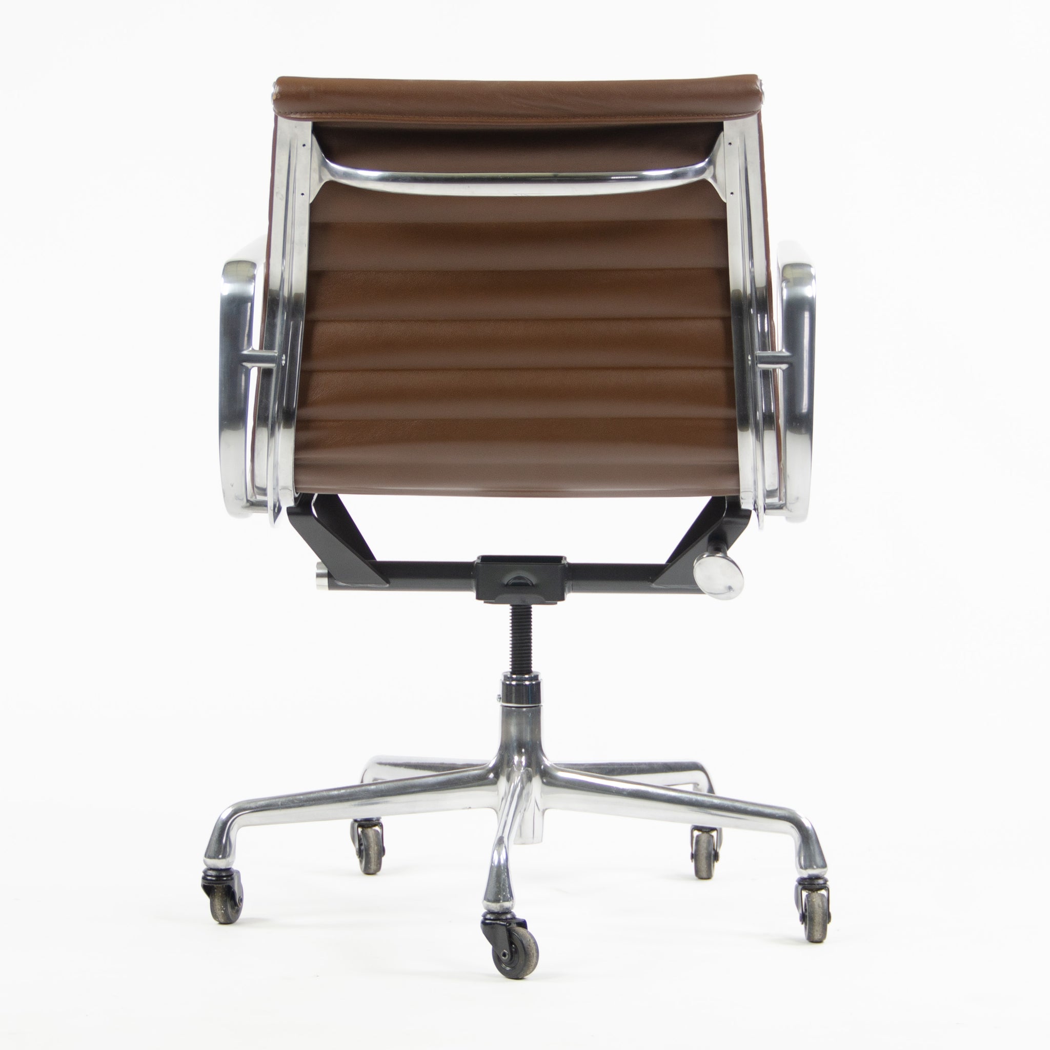SOLD Herman Miller Eames Aluminum Group Low Back Chair Brown Leather 2009 2x Available