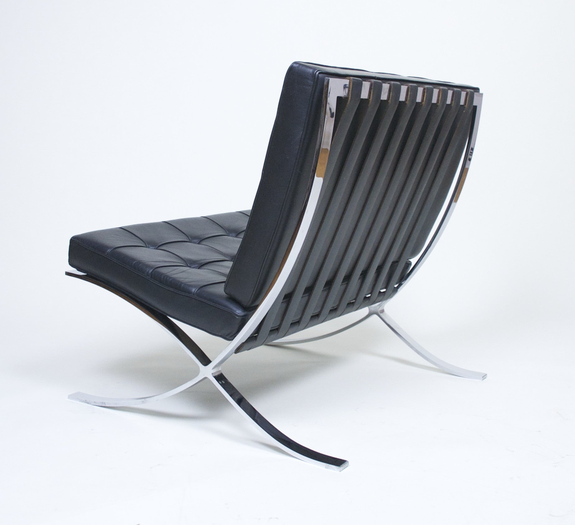 SOLD Knoll Barcelona Chair Mies Van Der Rohe Black Leather #1