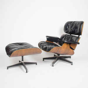 SOLD 1956 Herman Miller Eames Lounge Chair w Swivel Ottoman Boots + 2 hole armrests