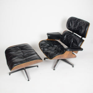 SOLD 1956 Herman Miller Eames Lounge Chair w Swivel Ottoman Boots + 2 hole armrests