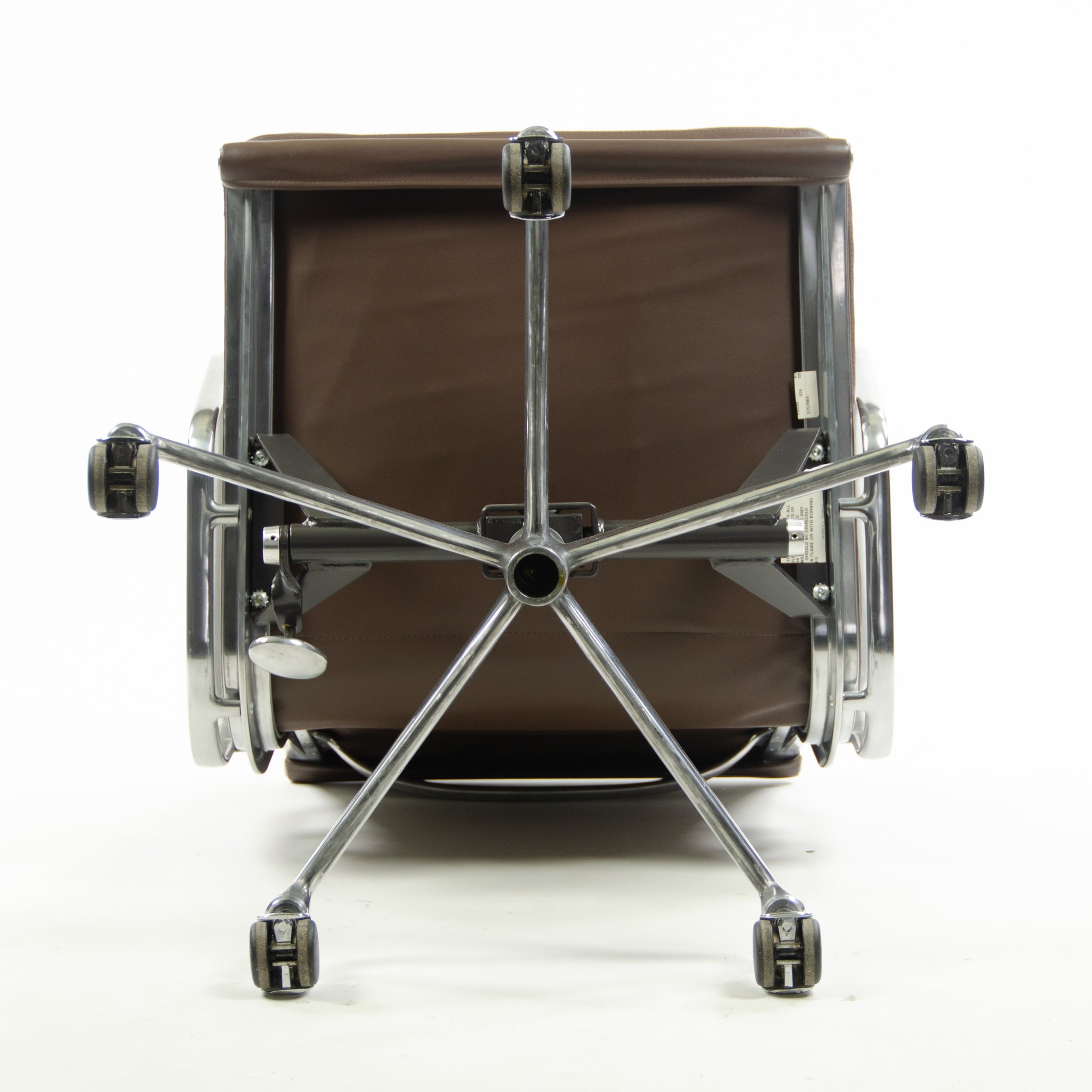 SOLD Herman Miller Eames Soft Pad Aluminum Group Chair Brown Leather 2000's